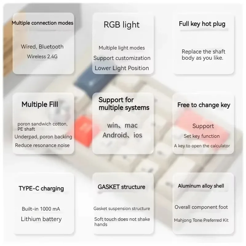 Беспроводная клавиатура Cidoo V21 21 клавиша трехрежимная горячая замена Bluetooth