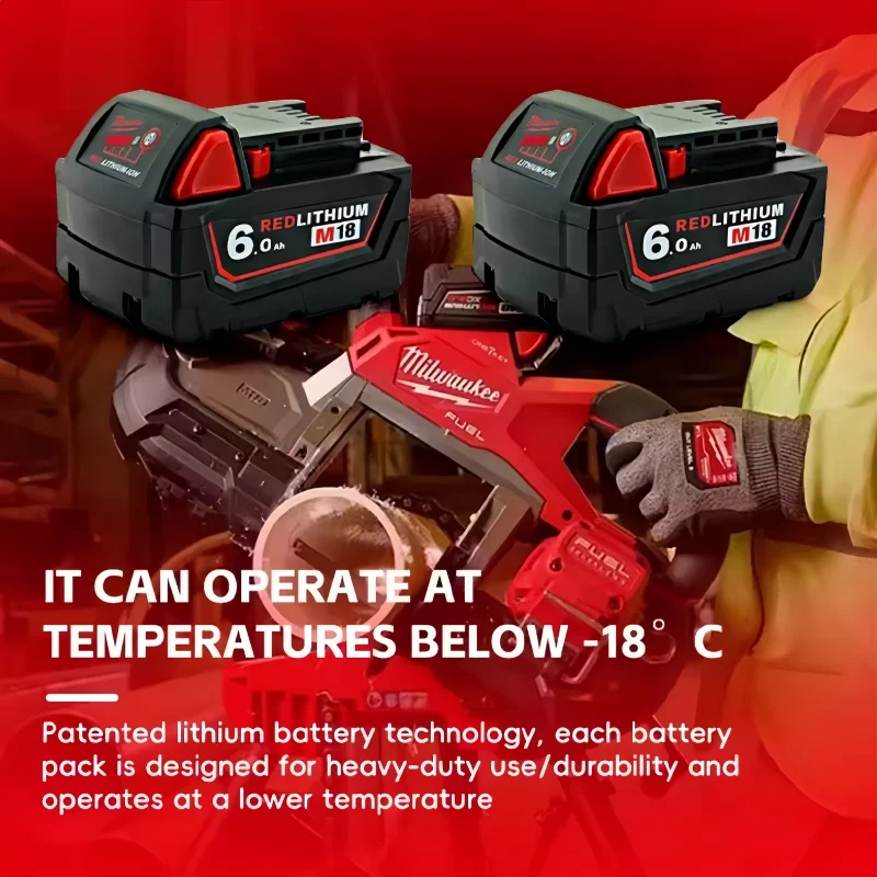 Фото Оригинальный аккумулятор Milwaukee M18B8 M18B9 18В 6.0Ач (6000мАч), быстрая зарядка, совместим с электроинструментами Milwaukee №3