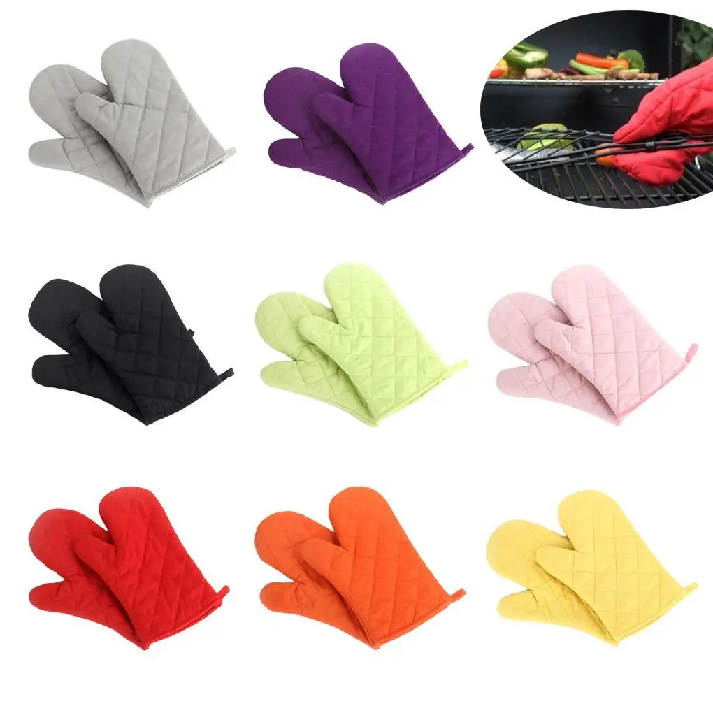 

Термостойкие плотные перчатки для микроволновки, кухонные принадлежности, хлопковые профессиональные однотонные митенки для духовки, 1 шт.