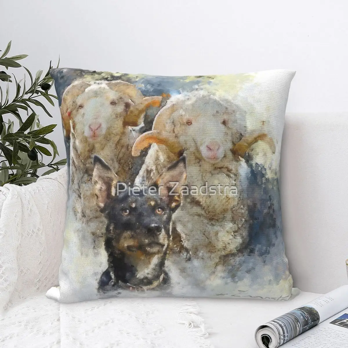 Австралийская наволочка Келпи и Меринос Рамс Головы Наволочка на молнии