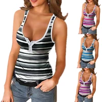 summer womens fashion skinny sexy striped vest top casual versatile commuter sleeveless sexy tops lady