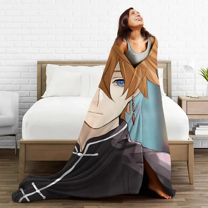 

Childe Genshin Impact Ajax Flannel Spring Autumn Anime Game Lightweight Throw Blankets For Home Car Bedding Throws