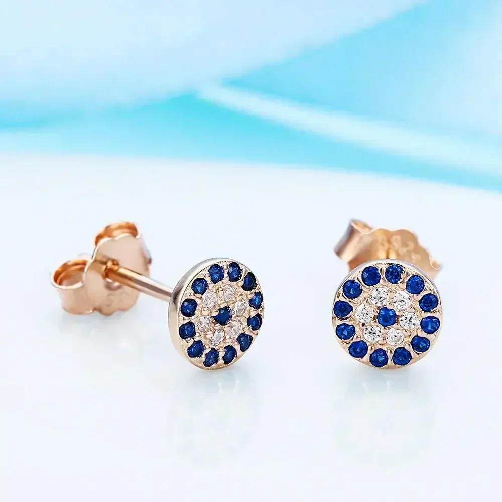 Фото Серьги-гвоздики KALETINE Evil Eye из стерлингового серебра 925 пробы с фианитами, в форме турецкого глаза, маленькие, для женщин, модные ювелирные украшения, подарок для девушки №4