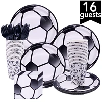 football party set disposable tableware birthday supplies decoration cake paper plate paper cup football theme scene arrangement