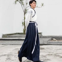 traditional chinese style hanfu mens summer dress dragon pattern long sleeved skirt embroidered hanfu mens performance costume