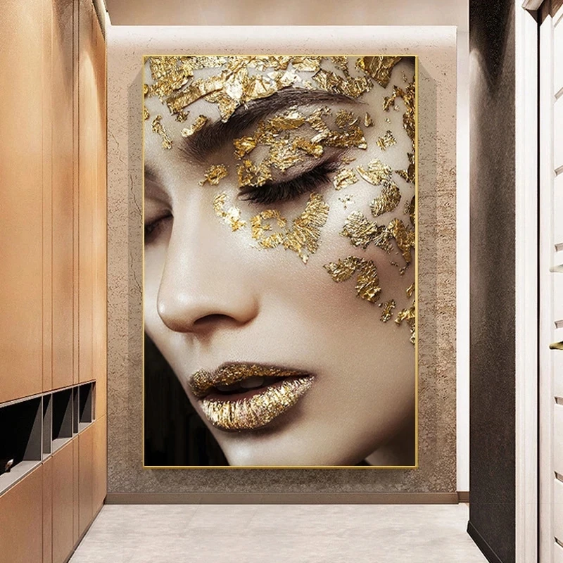 

Modern Art Canvas Painting Gold Woman Print Oil Painting Cuadros Figure Wall Pictures For Living Room Decoration Mural Frameless