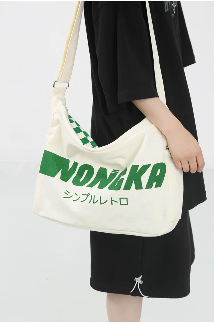 

DICHOS Japanese style shoudler bags for girls women fashion canvas printing letter high qualities bags 2022 summer trend bag