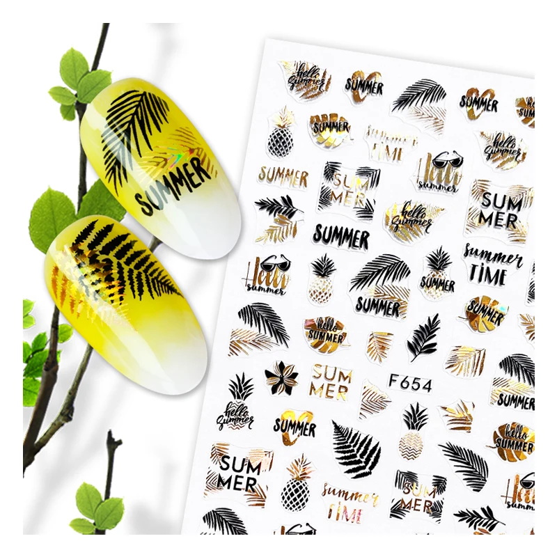 

10PCS Black Gold Art Leaves Nail Stickers Nail Art Accessories 3D Line Nail Art Stickers Nail Art Decoration Nail Supplies