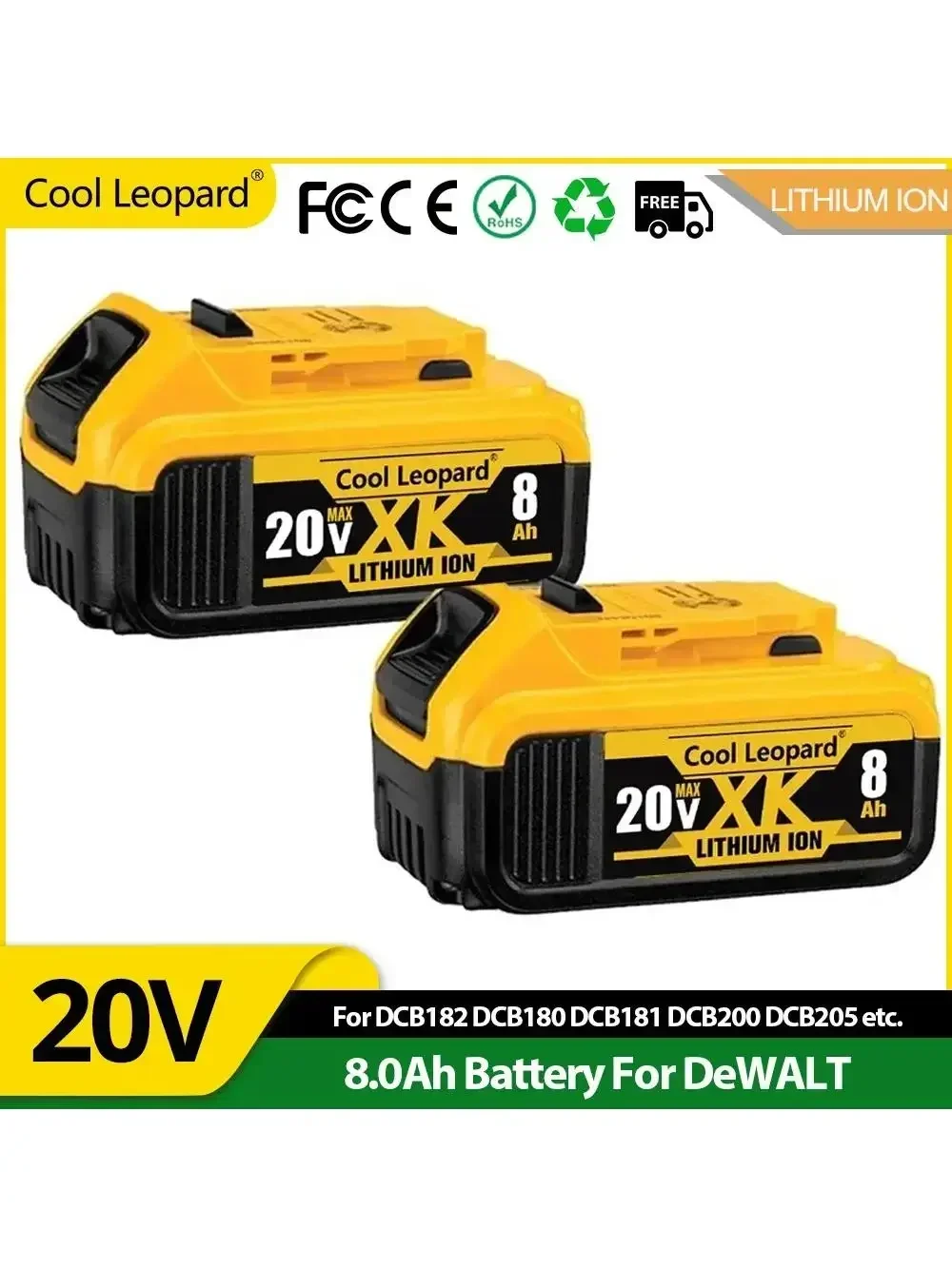 Фото Аккумулятор для электроинструмента DeWalt DCB200 DCB184 DCB203 DCB205, 12000 мАч, 20 в, литий-ионный аккумулятор №1