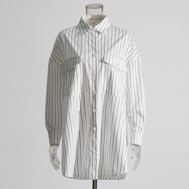 

SuperAen Offiec Дамский стиль 2023 осень новый модный дизайн полосатая Свободная рубашка блузка для женщин