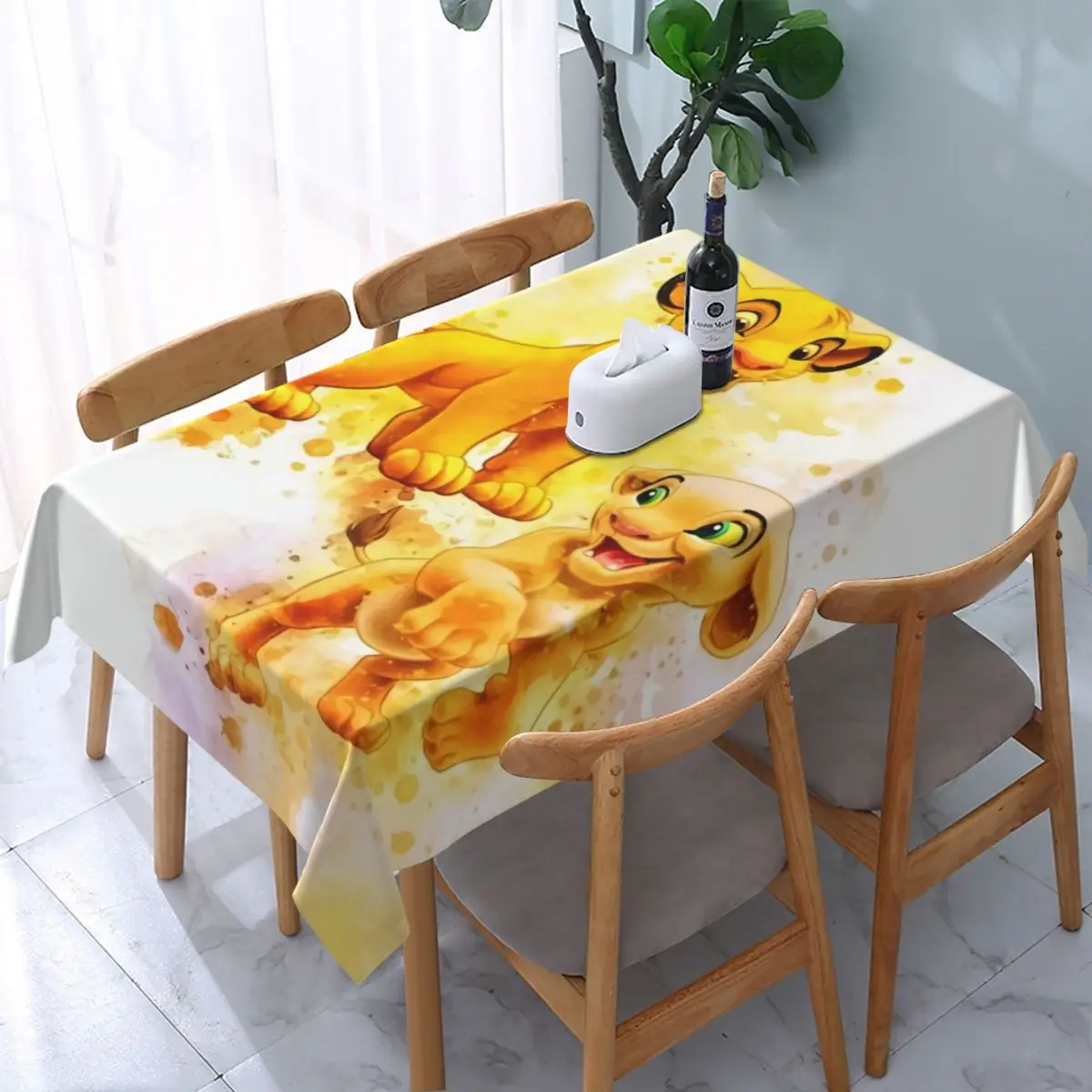 

Прямоугольная Водонепроницаемая скатерть King Lion Simba, Обложка для стола 40-44 дюймов с резинкой по краям