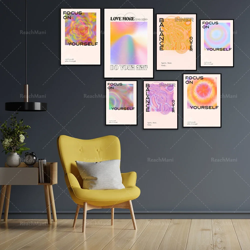 Ретро психоделический плакат градиентное искусство психоделическое с ореолом