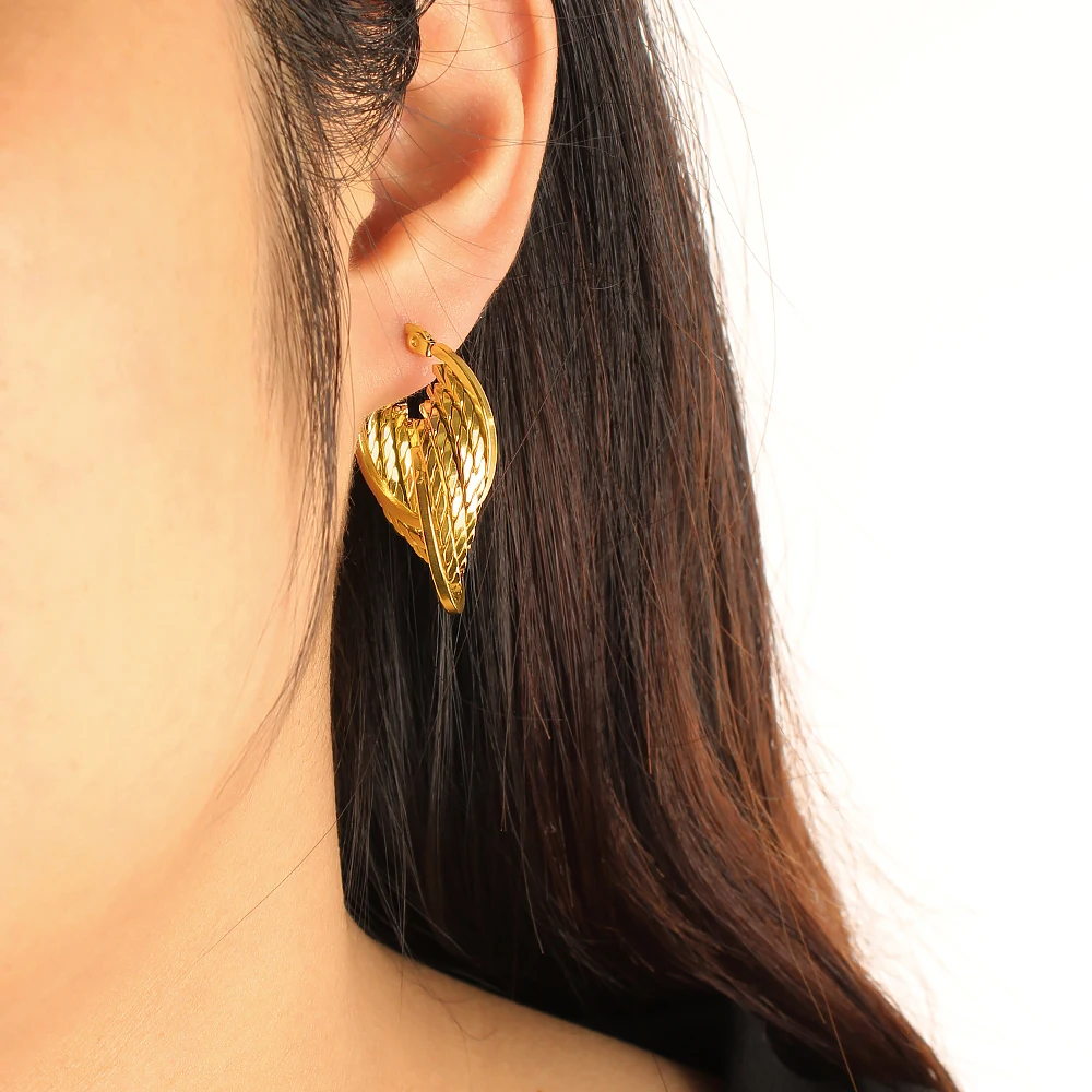 Очаровательные многослойные серьги-кольца из нержавеющей стали 304L модные