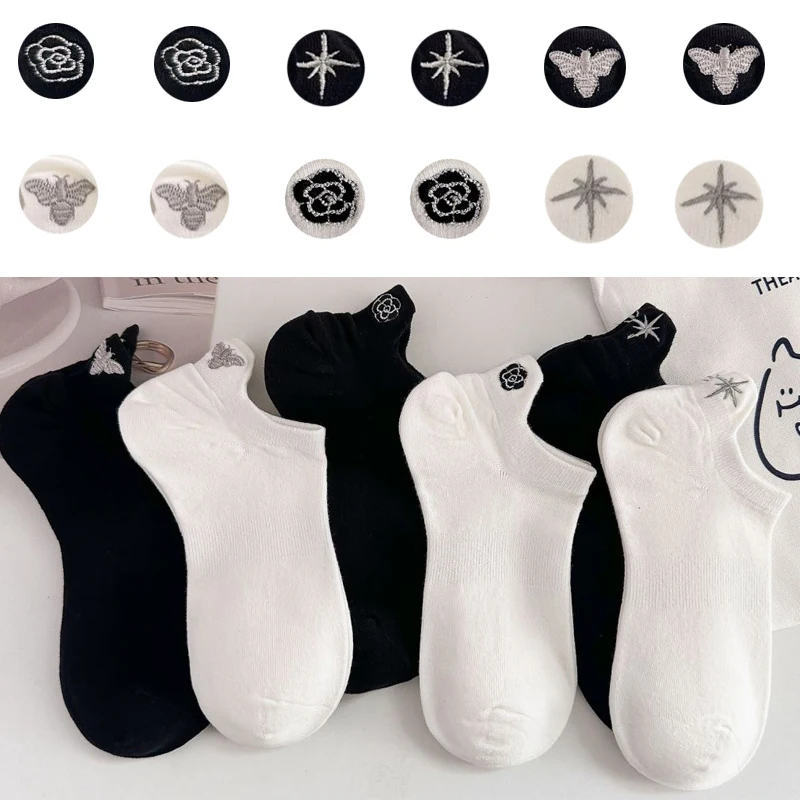 Новое поступление мягкие хлопковые носки женские милые белые черные короткие в