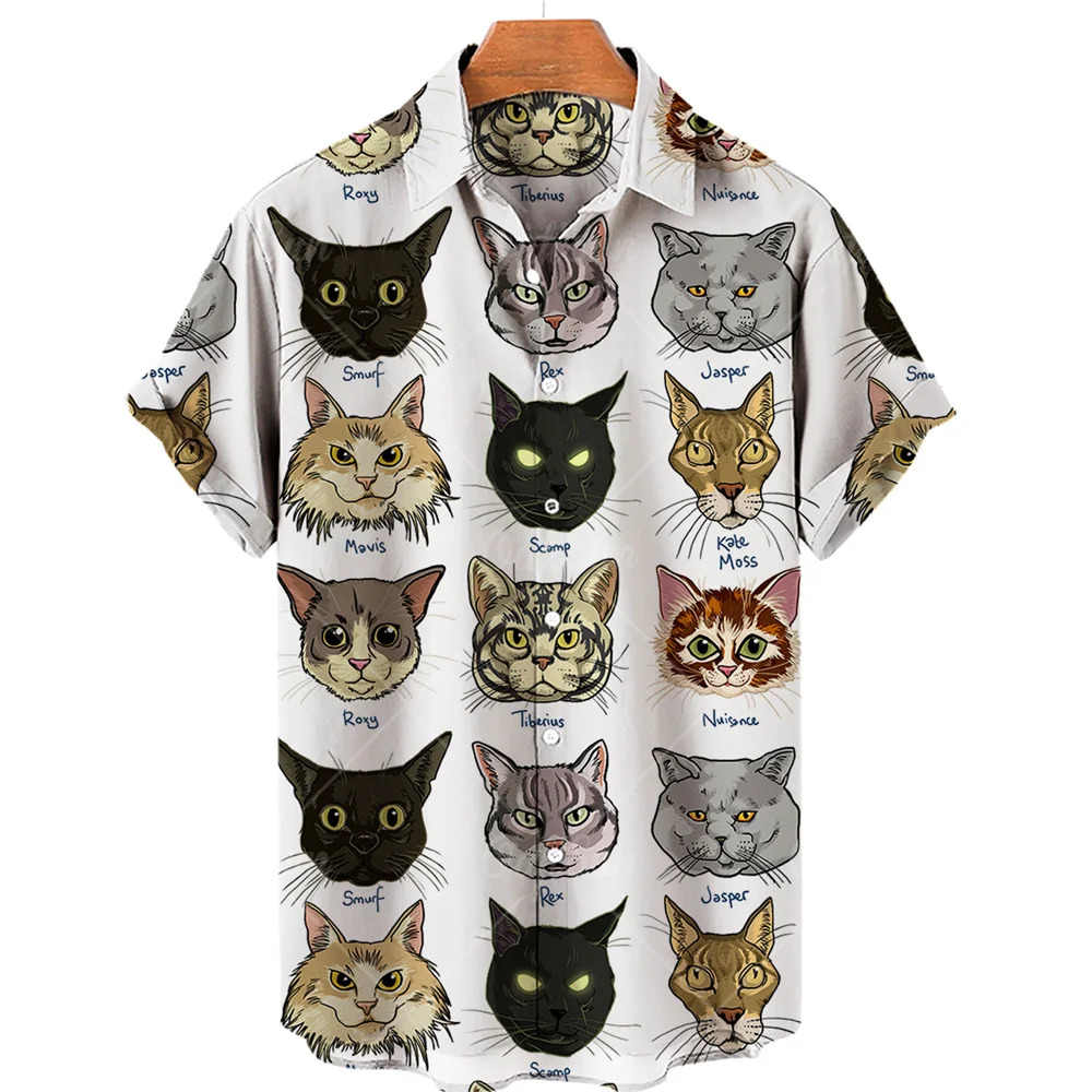 Men's shirt Hawaiian short sleeved fashionable printed shirt dazzling large social cartoon image Flower Street casual luxury clo