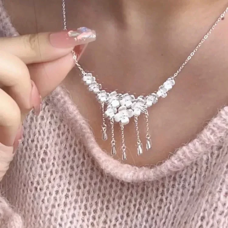 2024 новое роскошное ожерелье с бахромой женское цветочным кластером элитное
