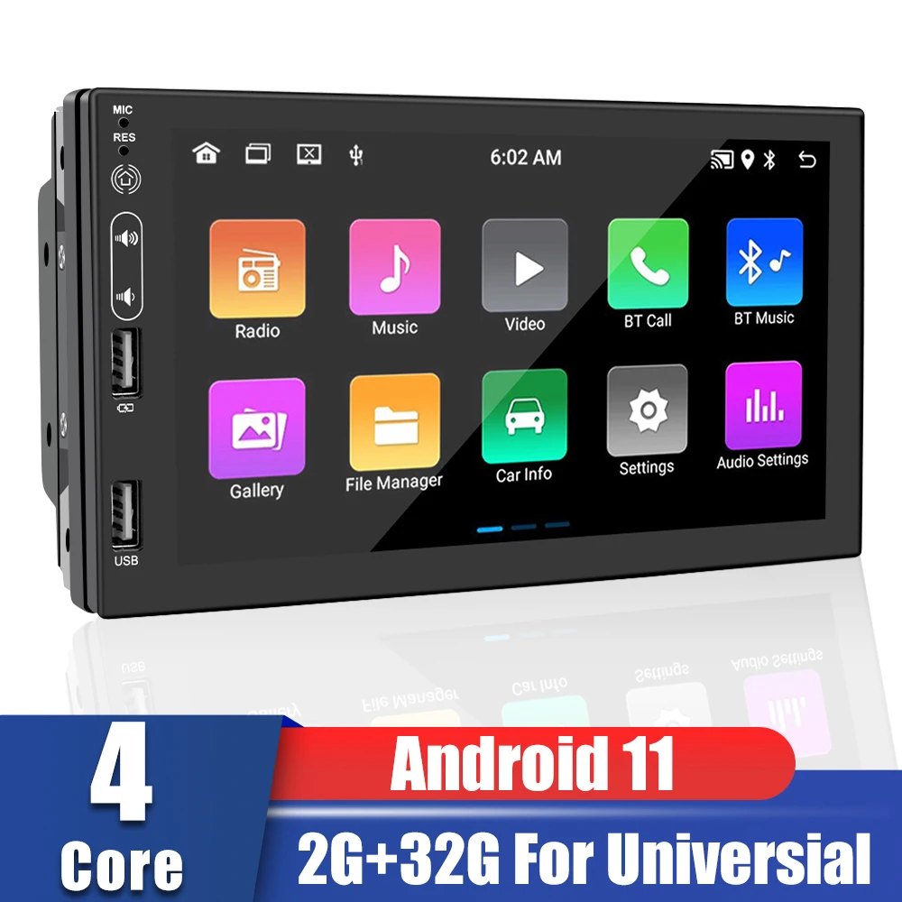 

Multimedia Player GPS Bluetooth WIFI Head Unit Android 11 FM Receiver 7 Inch 4-USB Car Radio 2 Din