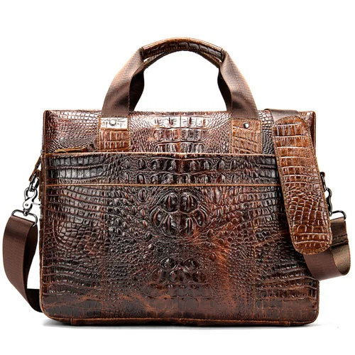 

bag for men's briefcase genuine leather office satchel bag men's crocodile pattern portable tote for document bags 5555