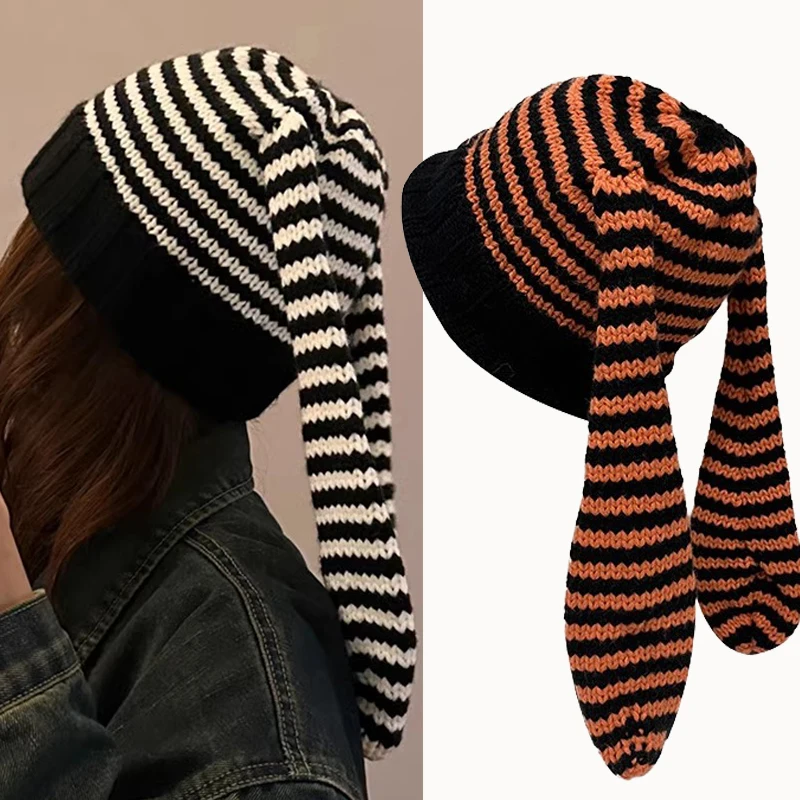 Шапка-бини с заячьими ушками