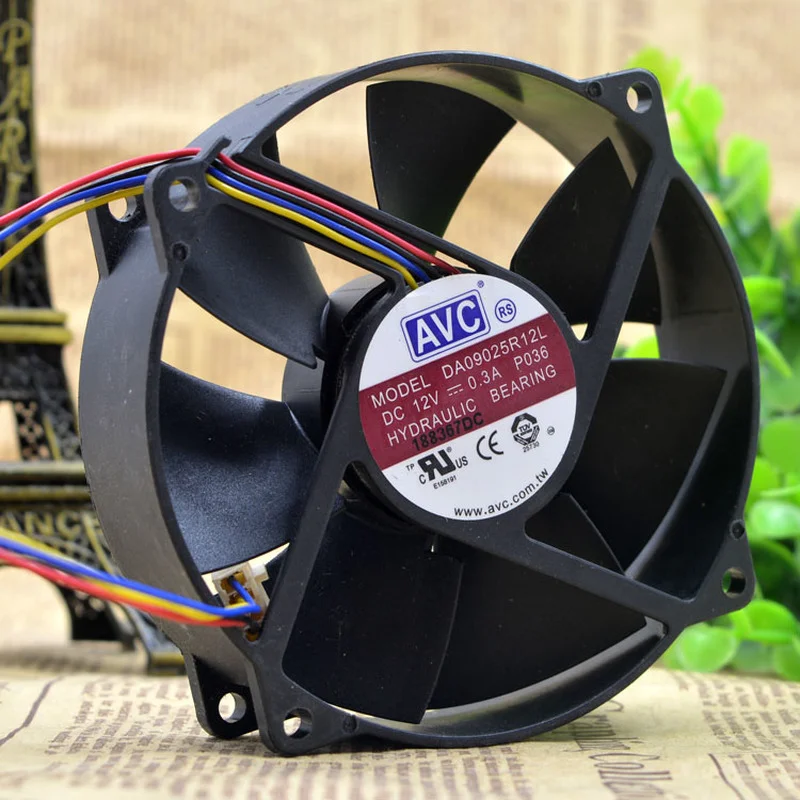 

SSEA New Fan AVC DA09025R12L 9CM 9025 12V 0.3A CPU Silent Speed Control Cooling Fan Round Fan 90*90*25mm
