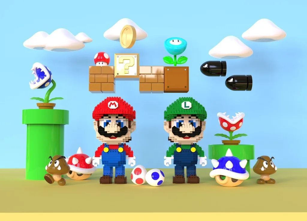 

Miniature small particles DIY building blocks children's assembling toys Mario series