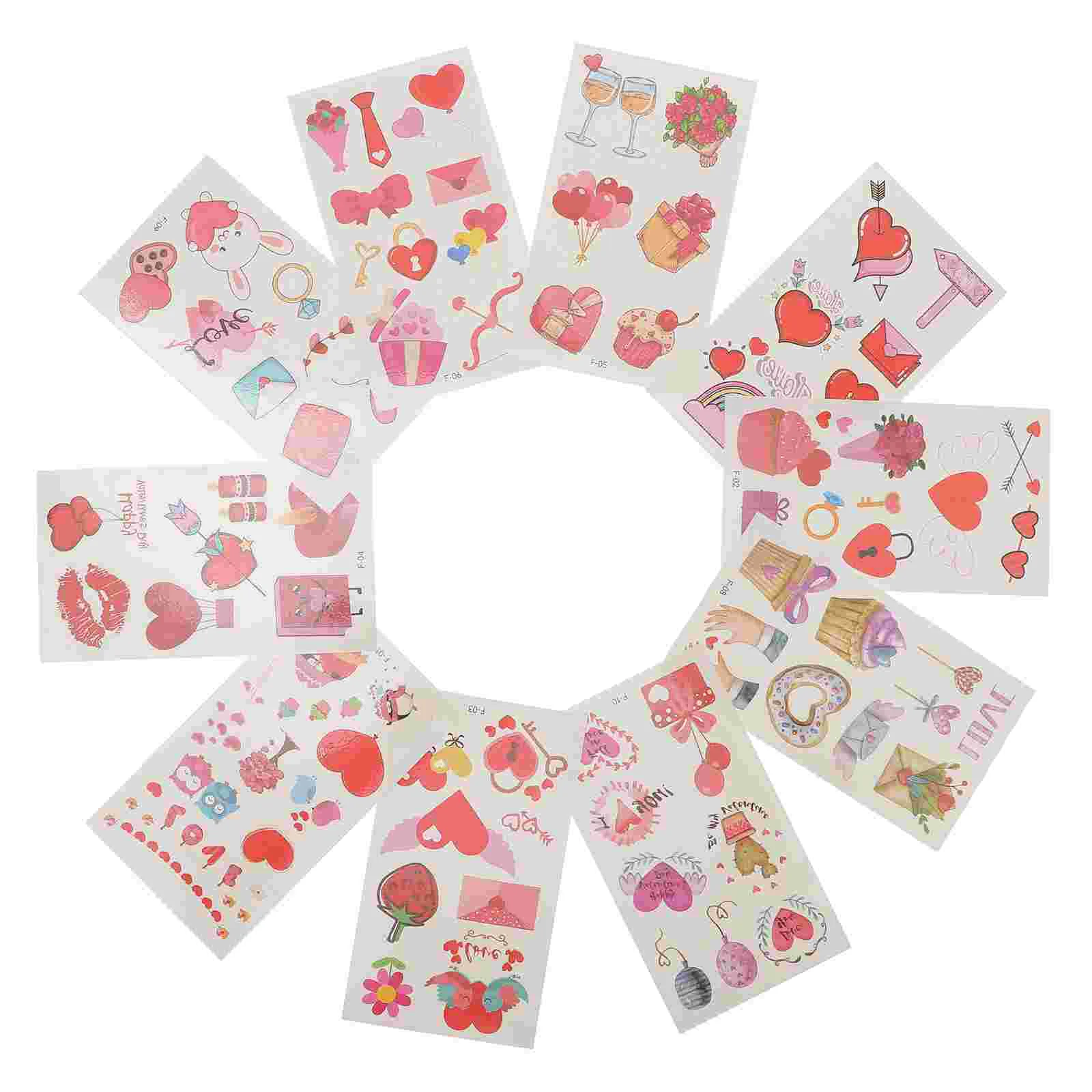 

20 Sheets Love Theme Stickers Fashion Temporary Body Stickers for Girls Couple