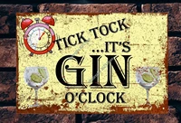 metal signs tick tock gin oclock logo man cave tin metal sign hanging wall plaque kitchen shed garage small