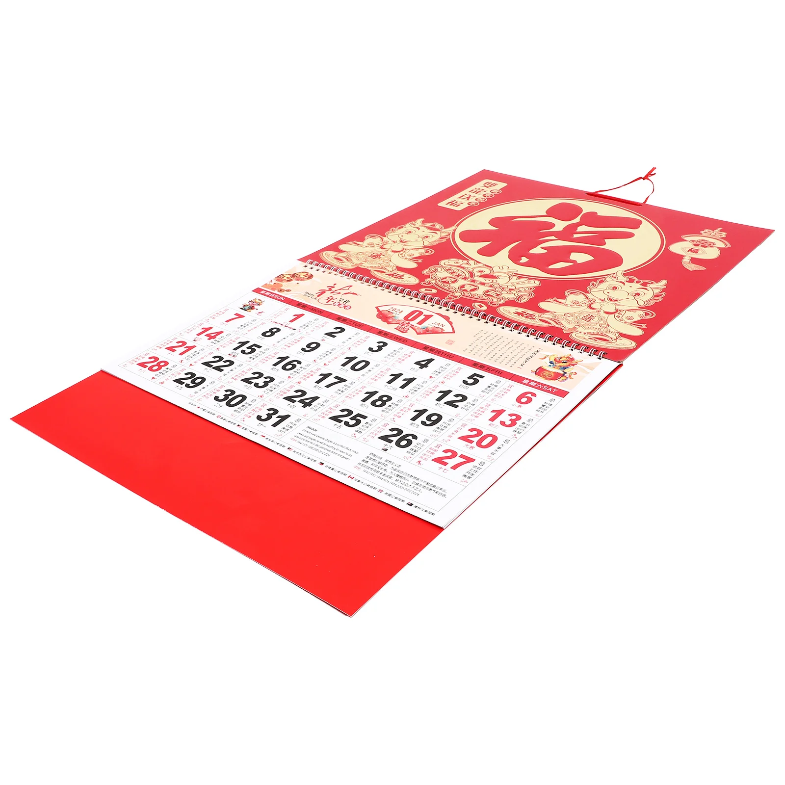

Настенный календарь 2024, день дракона, нежный китайский декор, золотой лист, подвесная бумага для дома