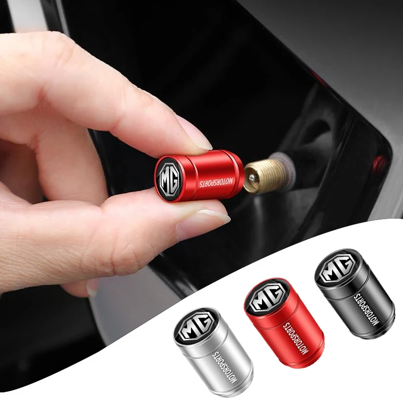

4pcs Car Logo Alloy Sports Valve Cap Decoration For MG ZS Gundam HS MG5 MG3 MG6 90s 996r 995 Ev Hs Zr Zx Car Goods Accessories