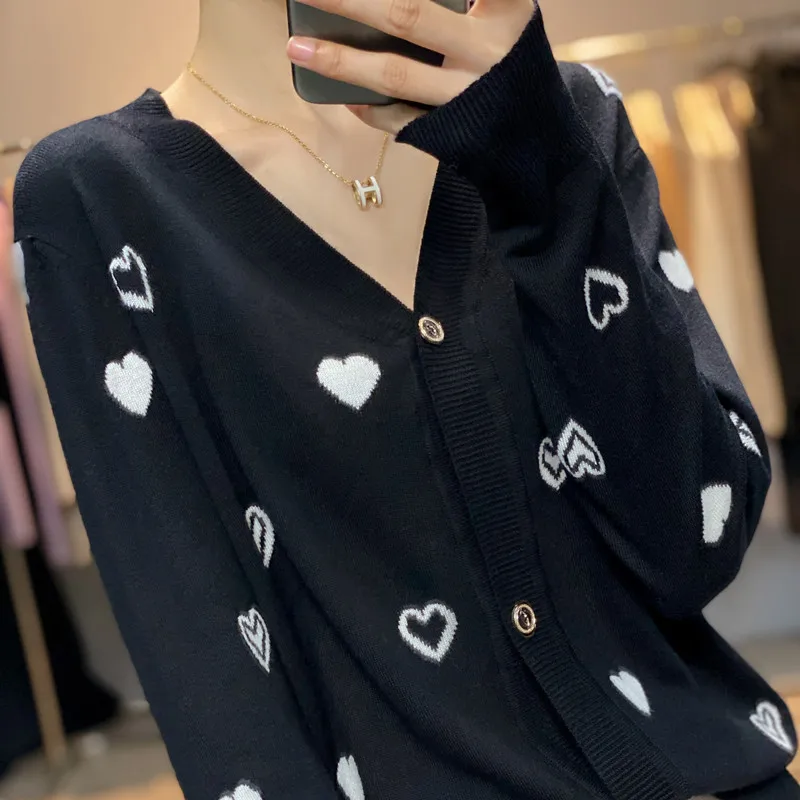 Высококачественный кашемировый вязаный кардиган женский тонкий свободный