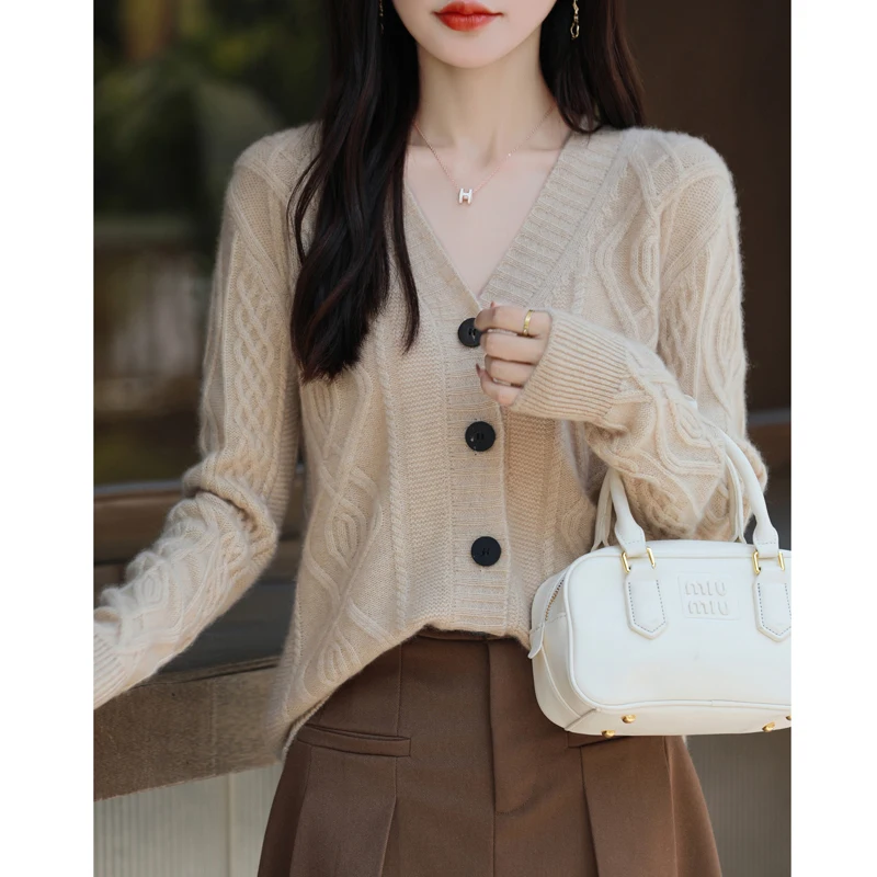 Осень/зима 2023 новый высококачественный вязаный кардиган женский свитер из 100%