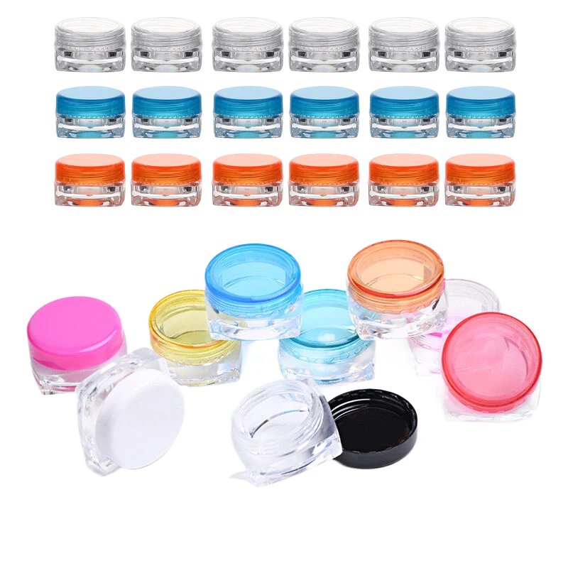 

5Pcs 3g 5g Plastic Square Cosmetic Jars Sample Pots Travel Clear Containers Bottle For Eye Shadow Lip Balm Powder Jewelry Creams