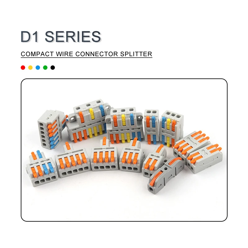 5PCS Universal Compact Wire Connector Splitter Quick Electrical Cable Splice Terminal Block For 28-12AWG Small Wiring Connectors |