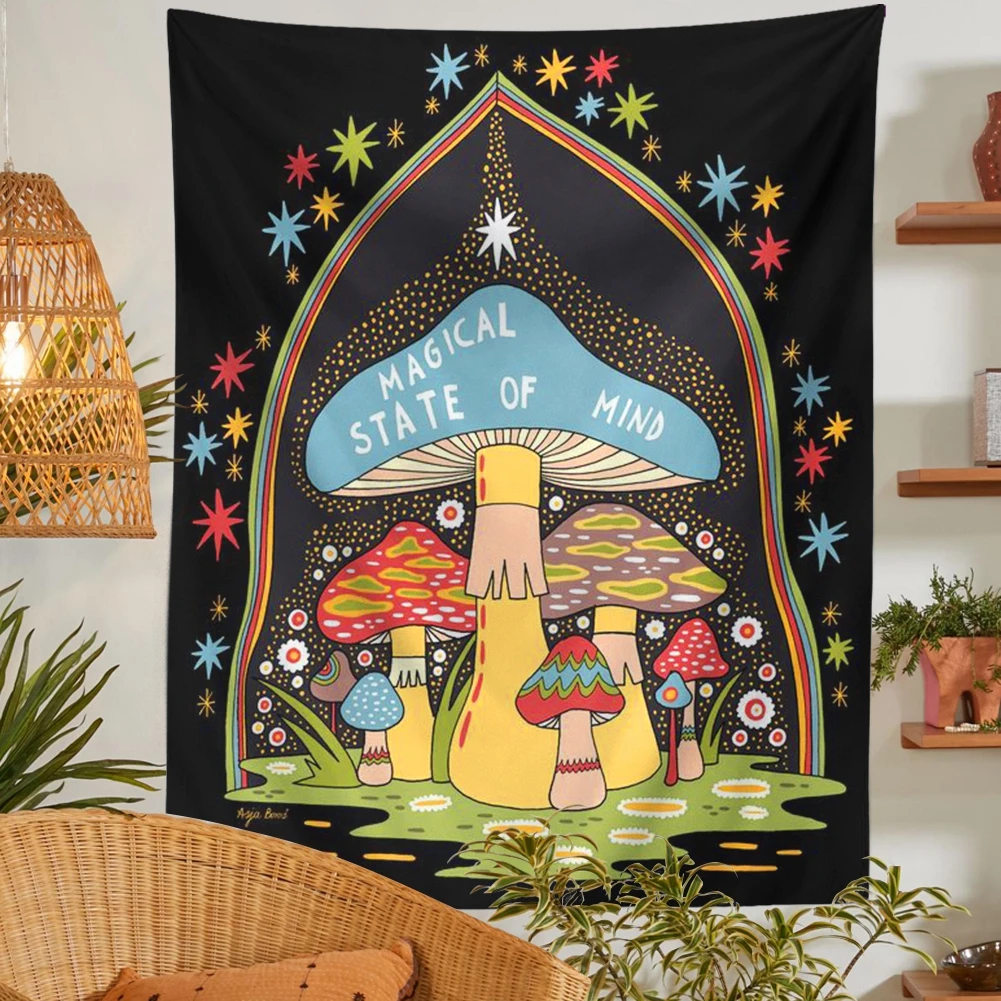 

Mushroom Star Tapestry Wall Hanging Plant Trippy Eye Witchcraft Divination Living Room Home Tarot Decor Psychedelic Tapestry