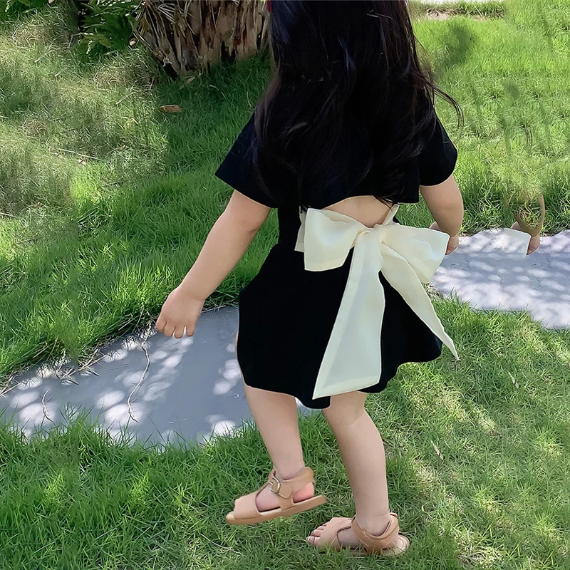 

Летний комплект для девочек из 2 предметов, футболка для малышей + юбка, детские костюмы для малышей, детская модная одежда, с короткой спиной...