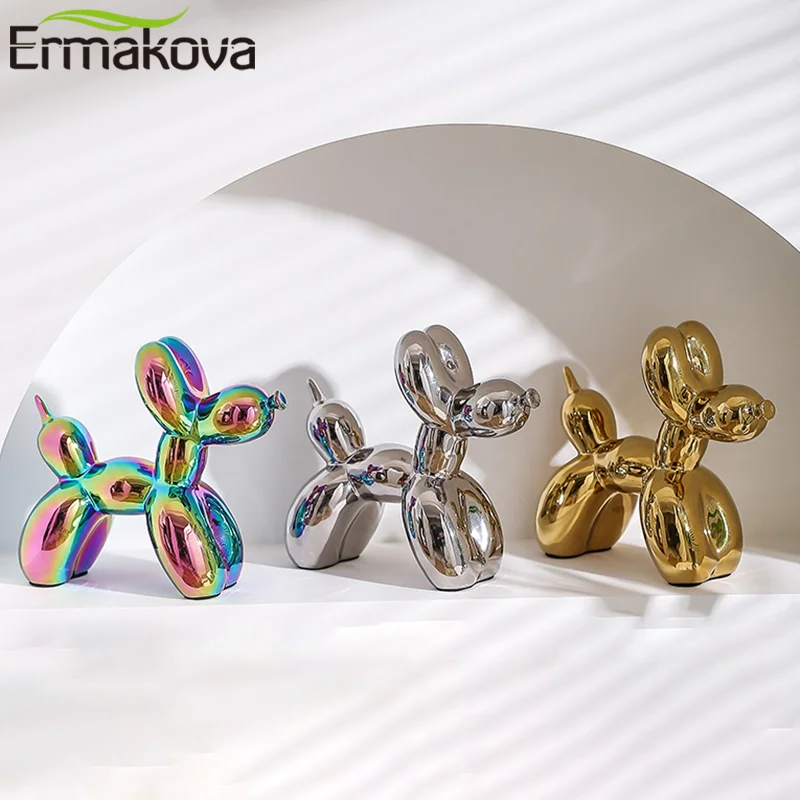 

ERMAKOVA Creative Balloon Dog Abstract Ceramic Ornaments Sculpture Study Room Statue Home Office Accessories Decoration Gift