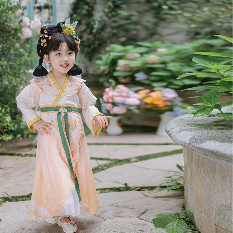 Girls' Hanfu spring and autumn new children's ancient clothes super fairy waist Ru skirt Chinese style high-end antique dress