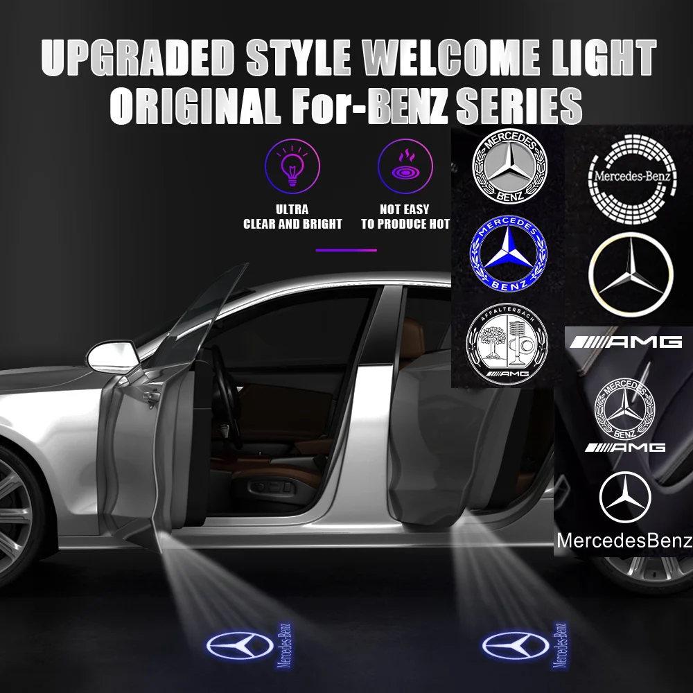 Фото Для Mercedes-Benz AMG C, CLK, SLK, SLR, Maybach, W240, W203, R171, R172, C199: 2 шт. автомобильных светодиодных проекторных ламп-приветствий на дверь (HD) №1