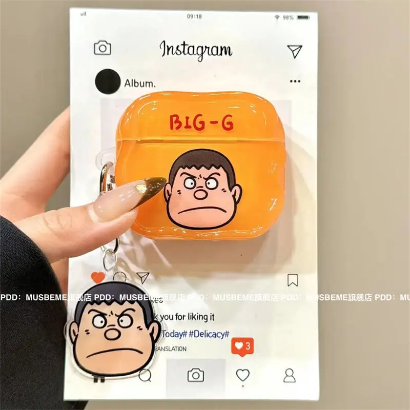 Cartoon Anime Doraemon Airpods 1/2 Generation Headphone Case Big G Nobita Nobi Iphone Wireless Bluetooth Pro with Pendant