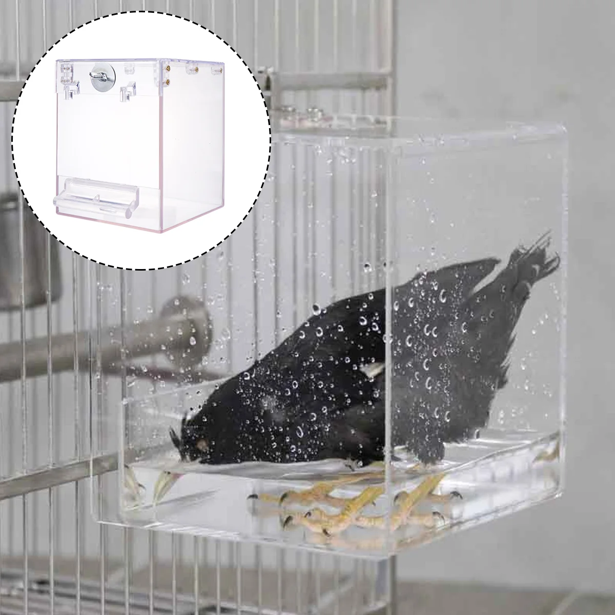 

Bird Bath Cage Accessories Bathtub Shower Box Birds Parrot Tub Large Parakeet Cockatiel Cube Bowl Cover Birdcages Pet Spray
