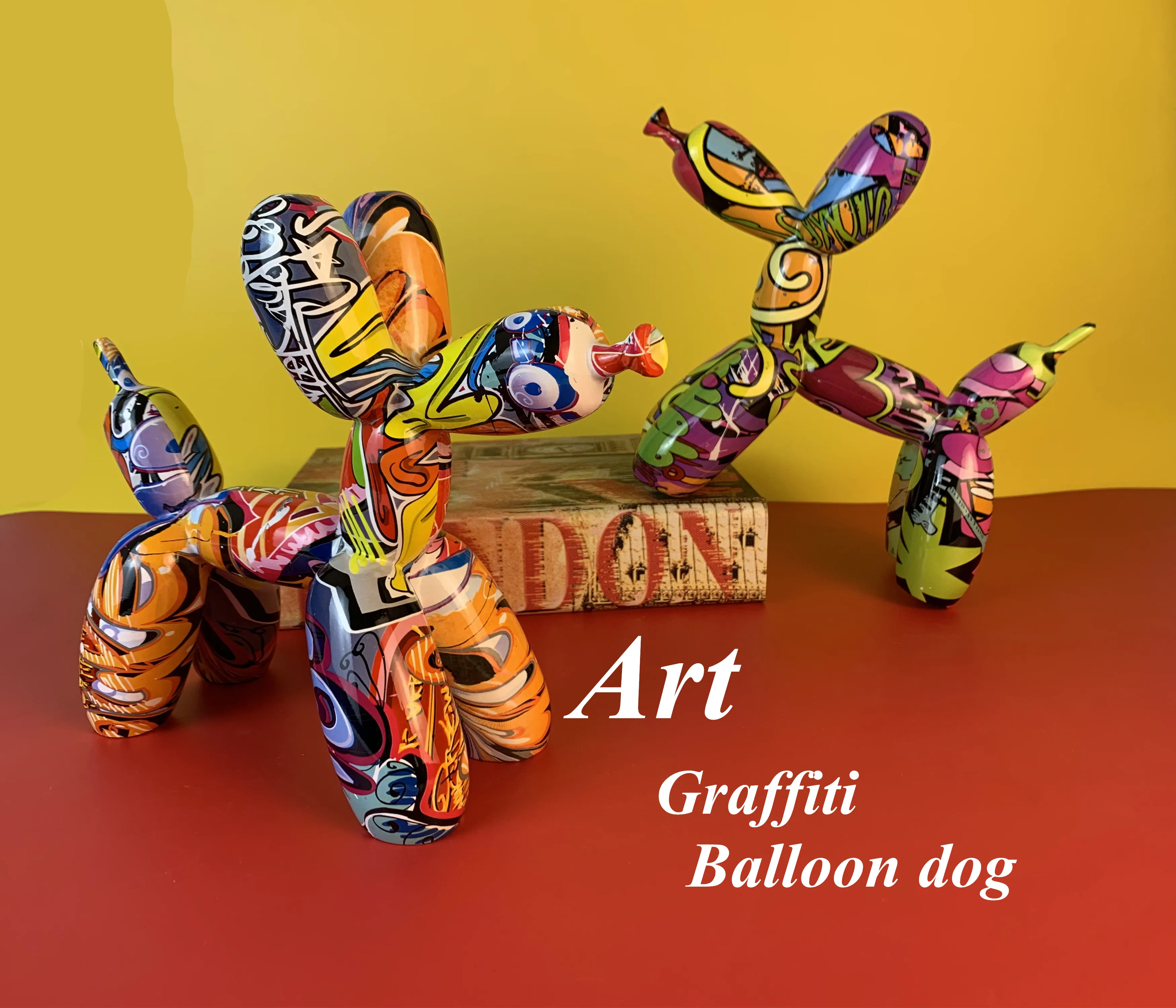 

Art Graffiti Balloon Dog Simple Creative Color Dog Decorations Home Entrance Wine Cabinet Office Ornaments Resin Crafts