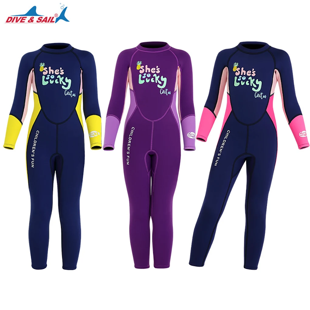 

DIVE SAIL Children Diving Suit Portable Round Neck Elastic Warm Keeping Waterproof Watersport Wetsuit Purple XXL