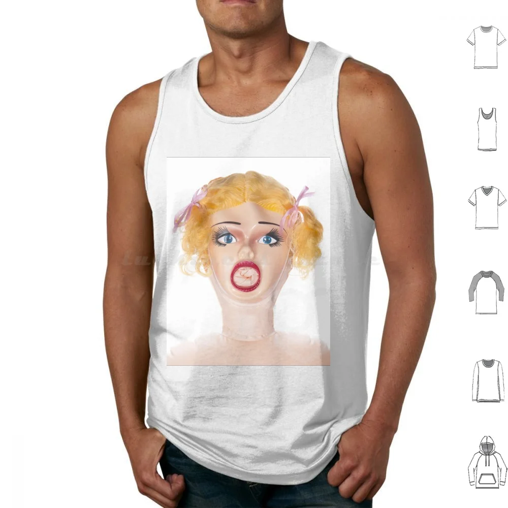 Blow Up Doll Face Adult Blowup Tank Tops Print Cotton Blow Up Doll Face Brown Hair Lips Mouth Doll Air Balloon Blow