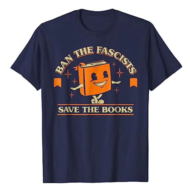 Смешные бан фашисты сохранить книги Винтаж для влюбленные футболки литература