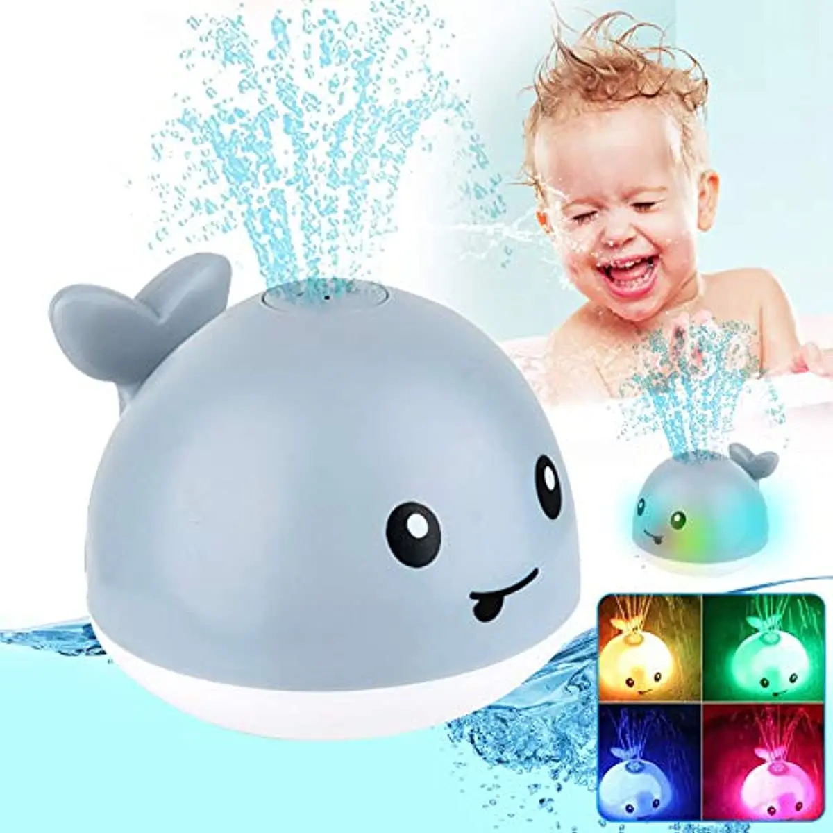 

Baby Bath Toys Light Up Baby Pool Toy with LED Light Whale Spray for Toddlers Kids Induction Sprinkler Bathtub Swimming Pool Toy