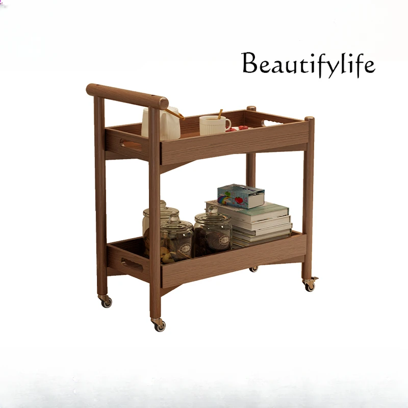 z litego drewna stolik boczny na kółkach mobilny kawowy Sofa szafka boczna półka do salonu jadalnia strona