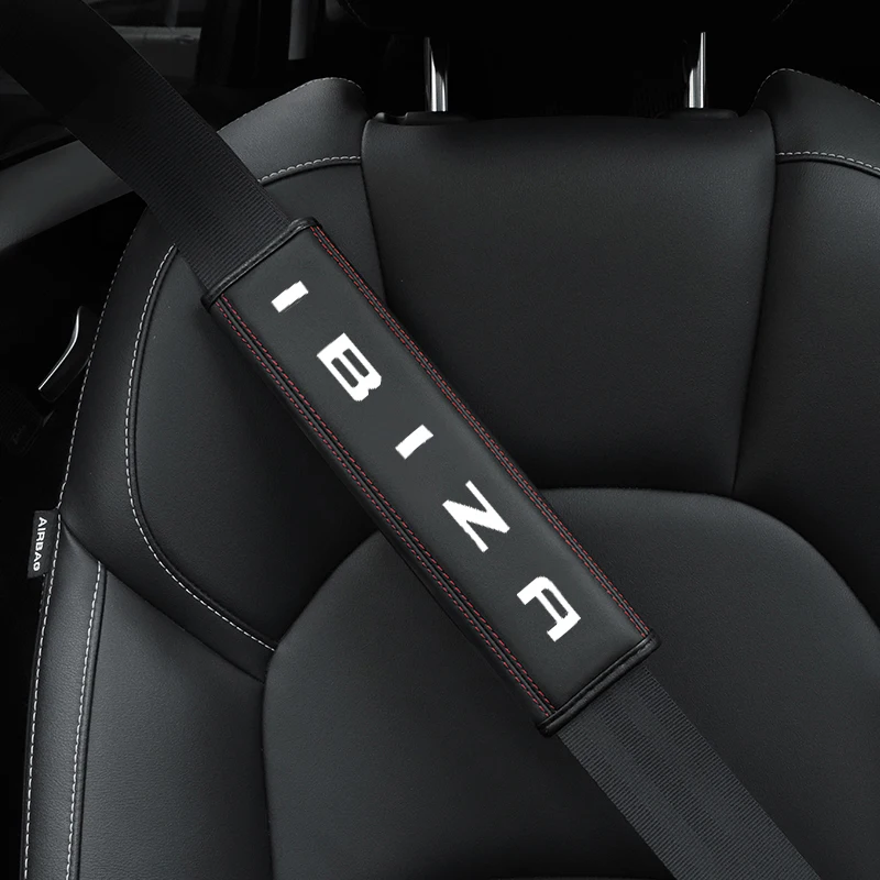 

For Seat ibiza 2010 2016 2019 2020 1pc Cowhide Car Interior Seat Belt Protector Cover For Seat ibizacar Auto Accessories