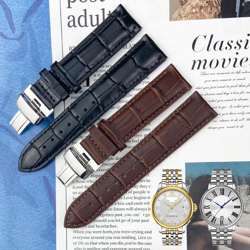 

19mm 20mm Leather Watchbands Watch Band Watch Strap for Tissot 1853 Watch Le Locle T41 T006 PRC200 Men Bracelets Black Brown