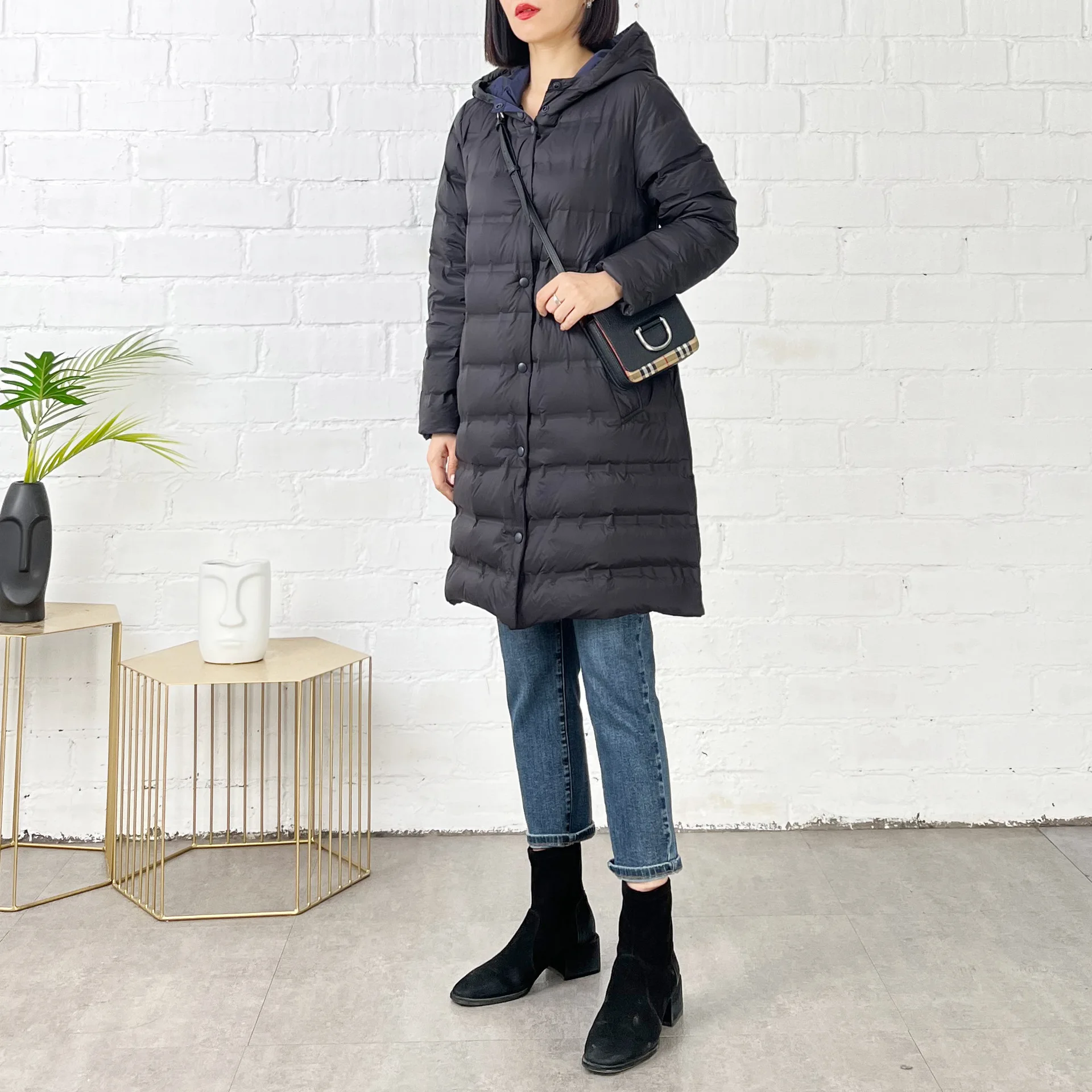Women Jacket 90% White Duck Down Hooded Long Coat Reversible Thin City Casual Thermal Storage Winter Coats Jackets Snow Clothes