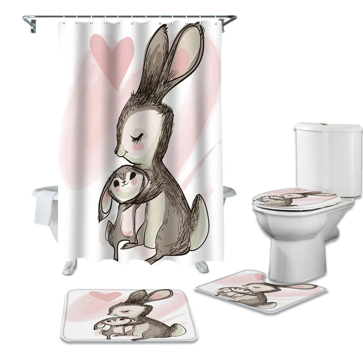 

Занавеска для душа в стиле ретро с изображением кролика